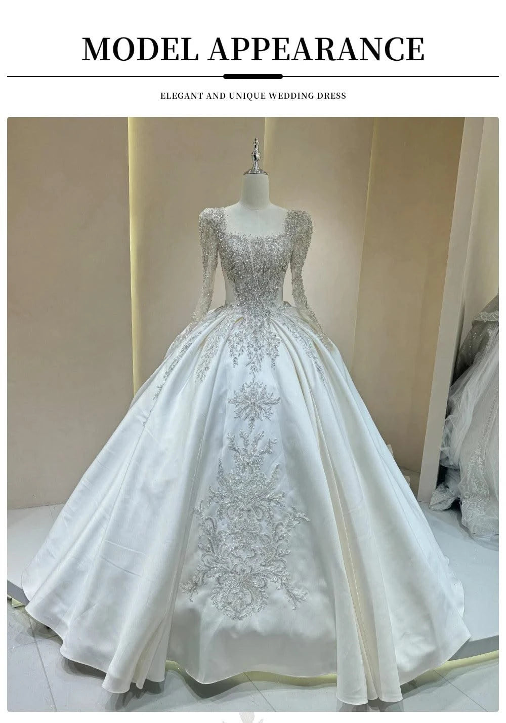 Wedding Dress with Sparkling Embellishments and Long Trains Delicate Lace