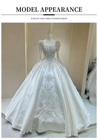 Wedding Dress with Sparkling Embellishments and Long Trains Delicate Lace