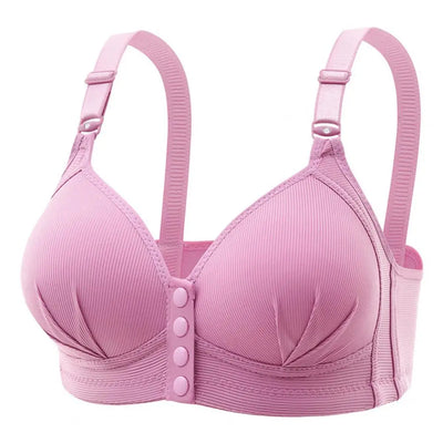 Breathable Bra Front Button Closure Push Up Bra for Women with Adjustable Straps Plus Size Support No Wire Design for Ladies