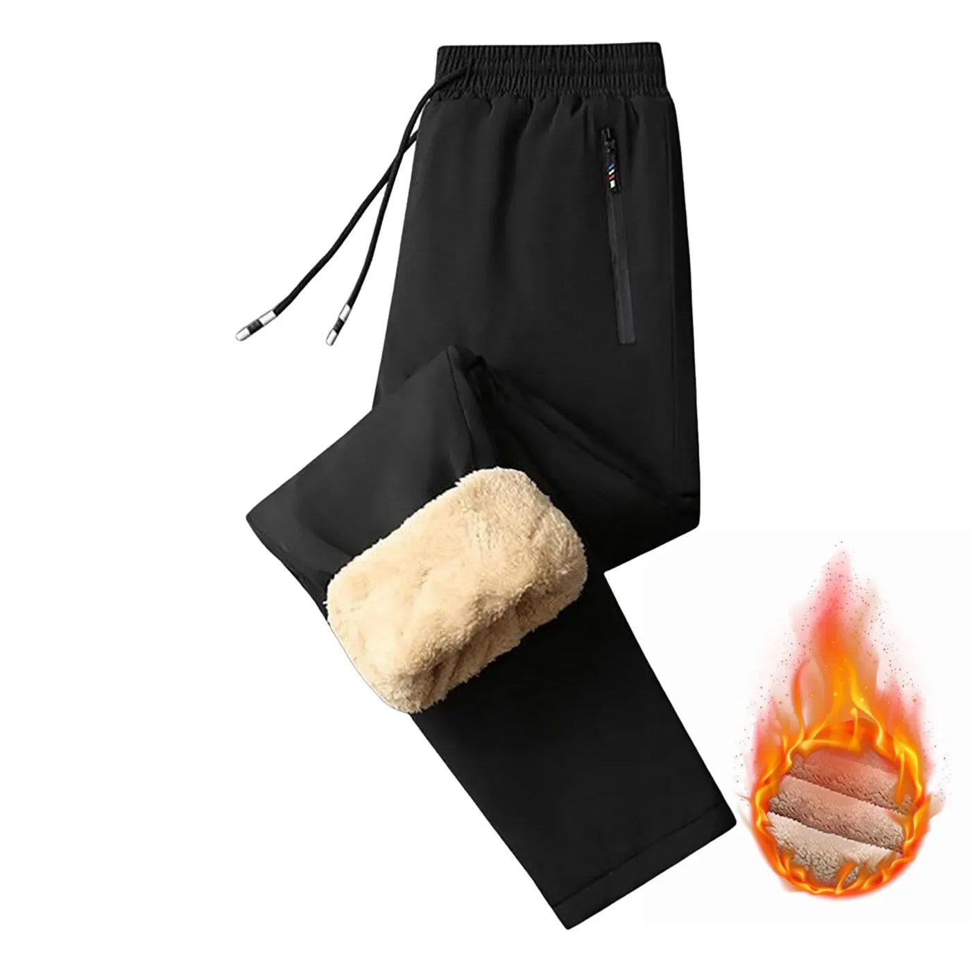 Winter Zip Pockets Thicken Fleece Sweatpants Women Joggers Black Grey Down Cotton Warm Pants Waterproof Thermal Trousers