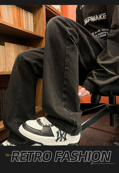 Autumn New Men's Jeans Baggy Straight Wide Leg Male Fashion Vintage Denim Pants Men Youth Popular Brand Streetwear Jean Trousers