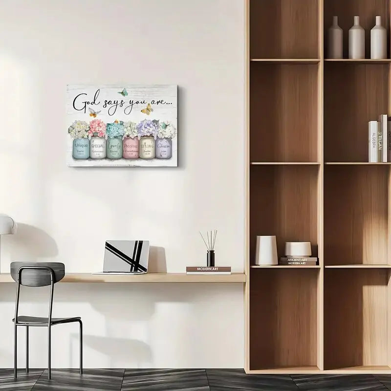 It reads "God Says you are a wall" in English, an artistic printed canvas painting - wall home decoration
