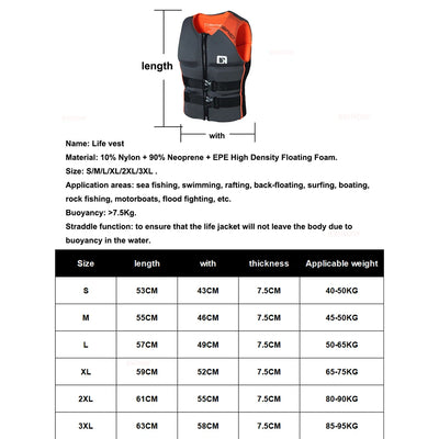 Life Jacket for Adults, Surf, Motorboats, Ski, Kayak, Fishing, Wakeboard, Raft, Rescue Boat, Drifting, Life Safety Vest
