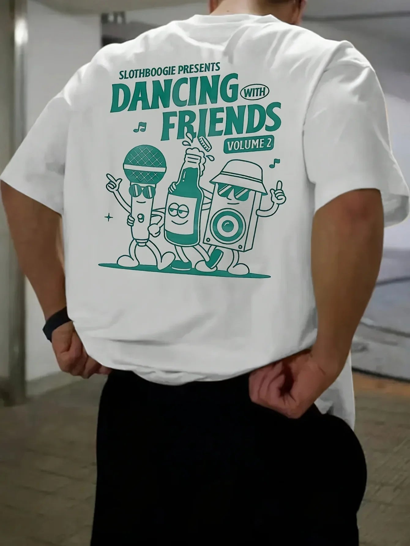 Men's Short-sleeved T-shirts Printed with Cartoon and English Patterns, Fashionable Tops for Spring and Summer Outdoor Men Wear