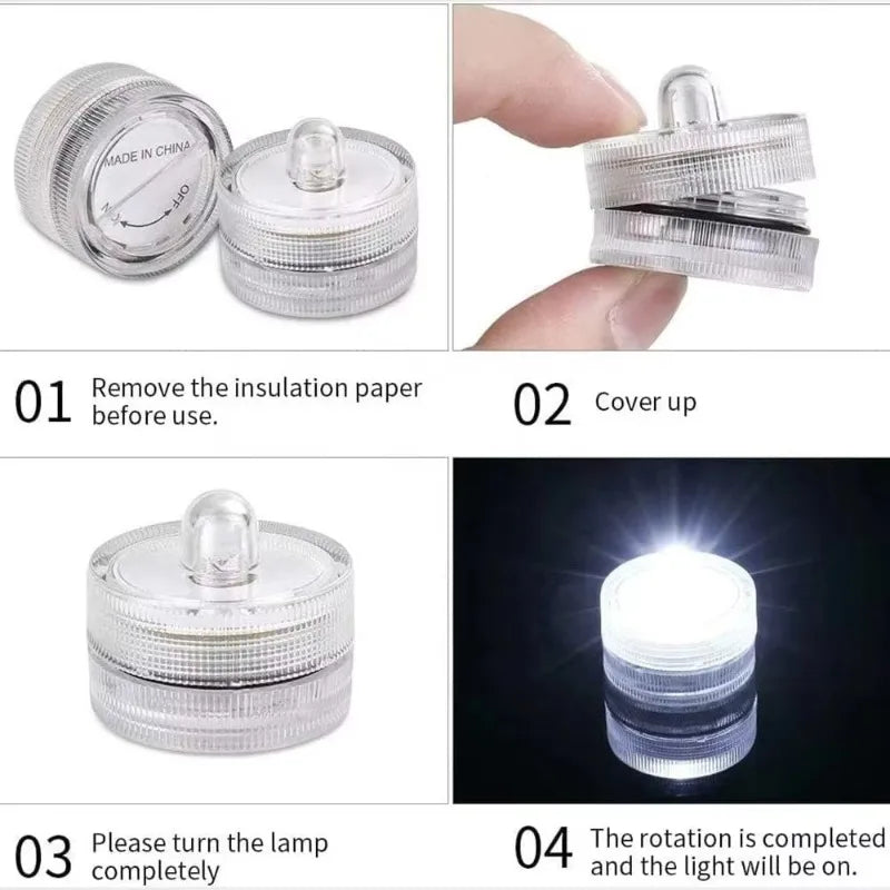 1 Pack Submersible LED Lights Waterproof Small Tealight Flameless Submersible Lights for Decor Vase Pool Pond Halloween Lantern