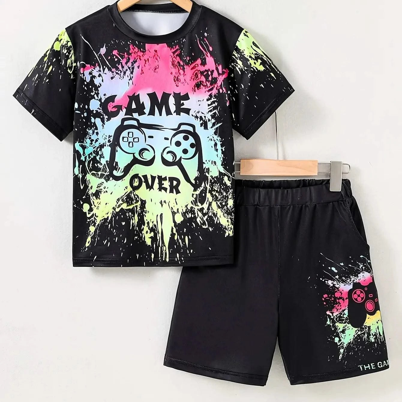 Children's Clothing Suit For Boy Short Sleeve Boy Child Shorts 3D Game Handle Fashion Children Summer Clothes Children's Sets