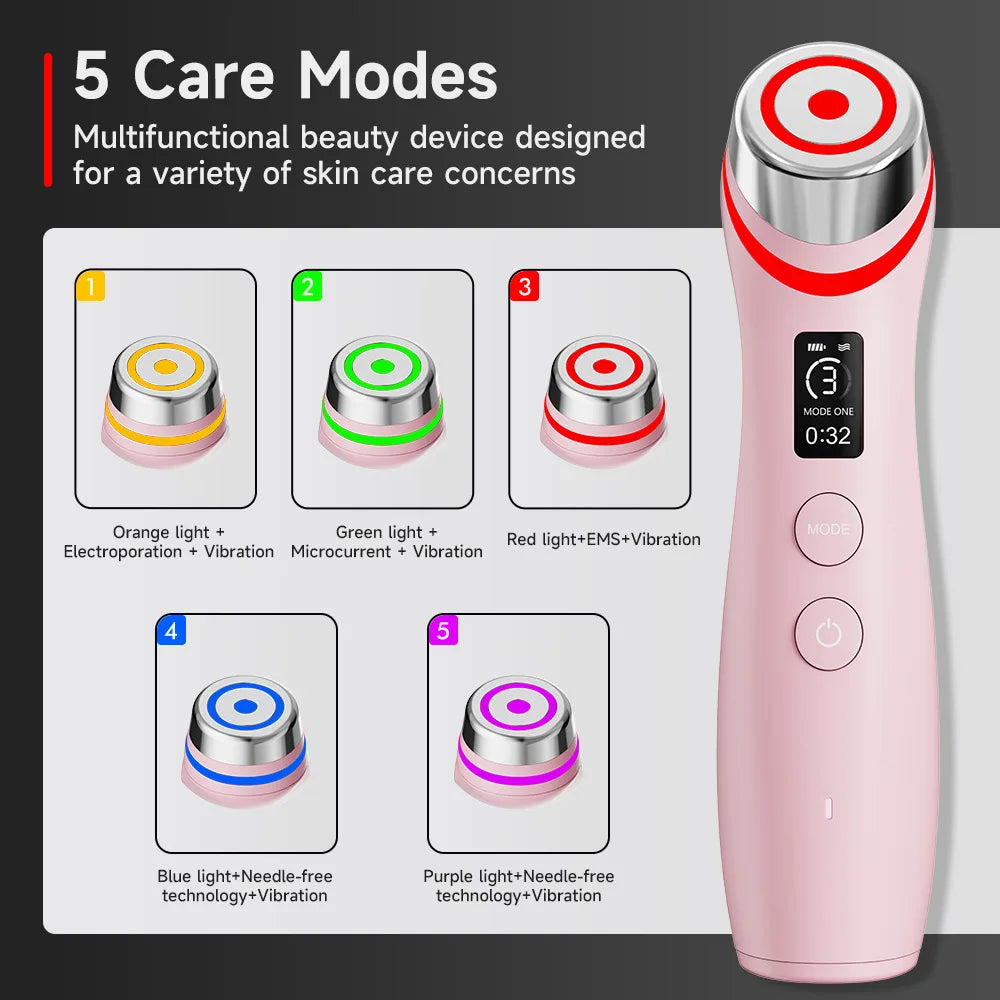 New 4 in 1 Skincare Beauty Instrument Red Light Facial Wand Skin Rejuvenation Face Massager