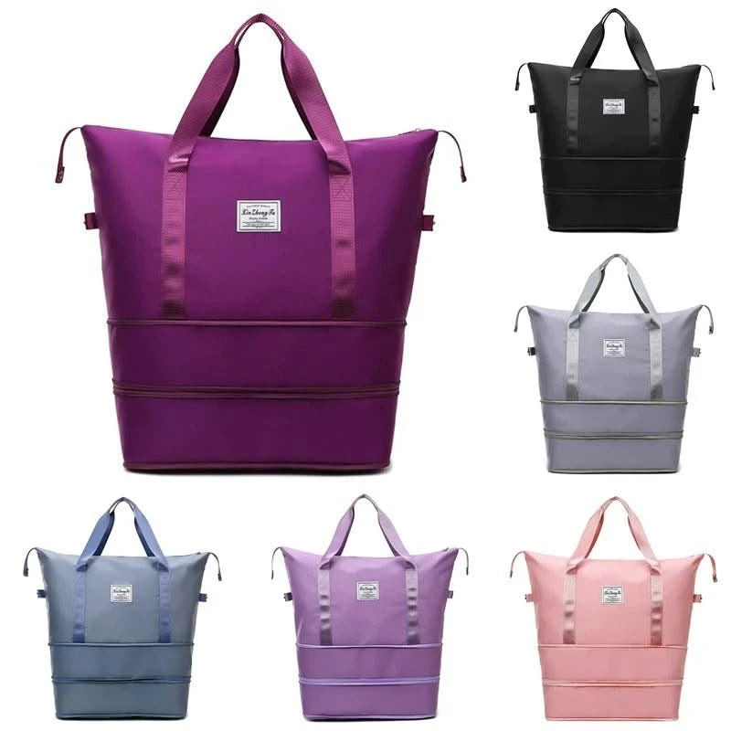 Travel Bag Women Shoulder Bag Quality Casual Handbag Double Zipper Expansion