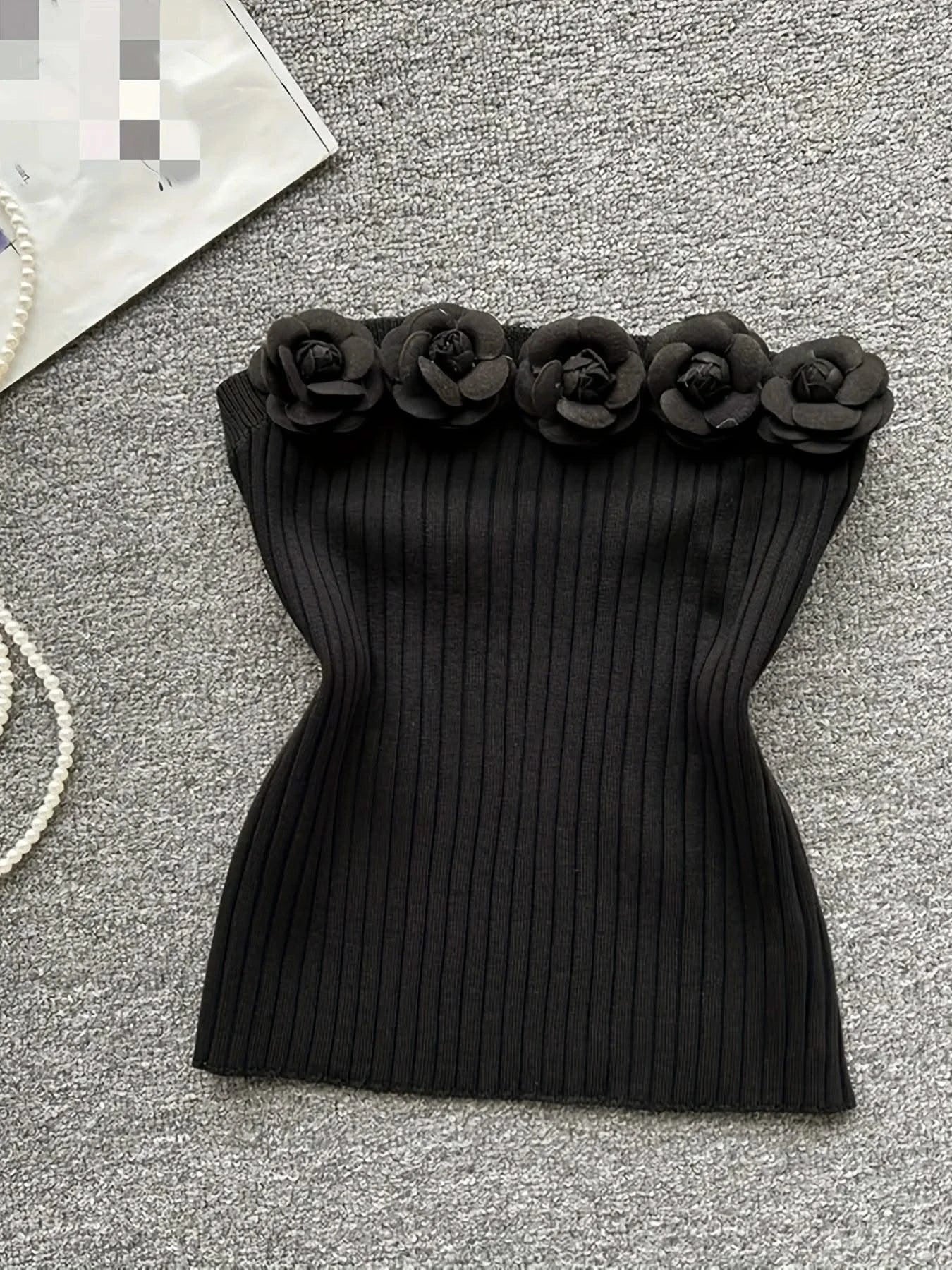 Pink Solid Sexy Off Shoulder Knitted Tube Top for Women