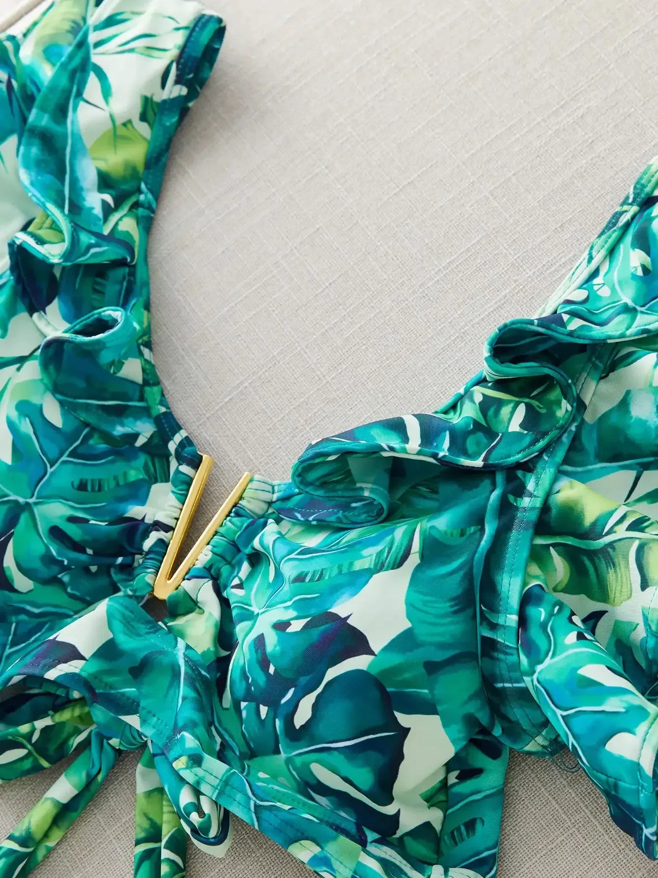 Swimwear High Waist Bikinis with Belt V Neck Shirring Swimsuit Women Ruffle Bathing Suit y2k Drawstring Beachwear