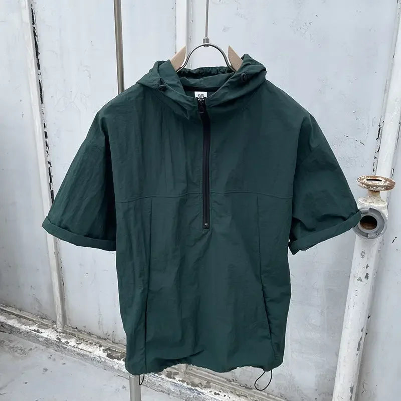 Summer Sweatsuit Sets Men Casual Hoodie T-shirt Short Sleeve Quick Dry Shorts Sports Suits Summer Outdoor Thin Cool Workwear Set