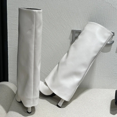 Ladies Modern Knee High Heels Boots Autumn Spring Fashion Slip On Female Pumps Footwear New Shoes 2025 Long Women Western Boots