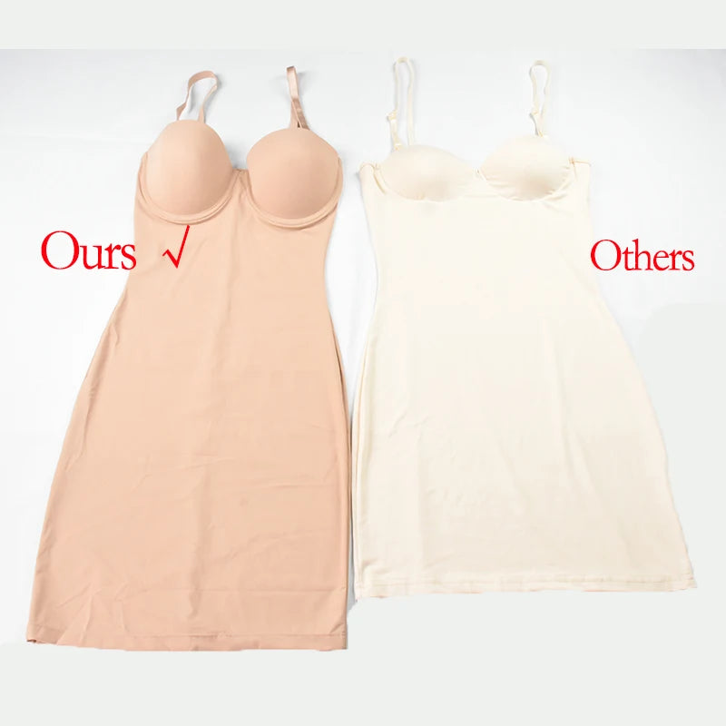 Shapewear Women Sexy Dress Control Slips Dress With Bra Push Up Slimming Sheath Underwear Body Shaper Waist Trainer Corset