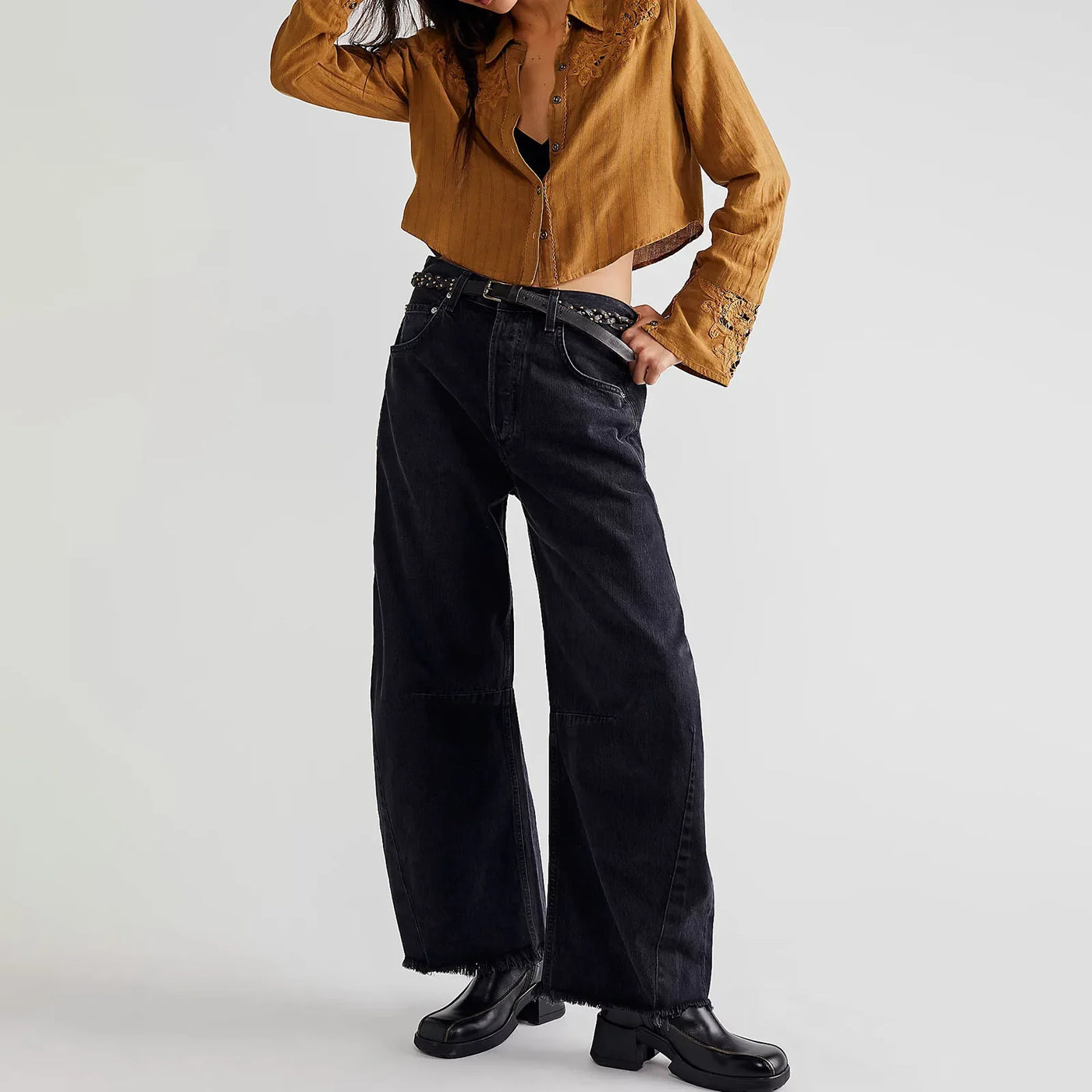 Imcute Women Casual Wide Leg Baggy Denim Pants Mid Waist Boyfriend Loose Jeans Y2k Vintage Barrel Jeans Streetwear