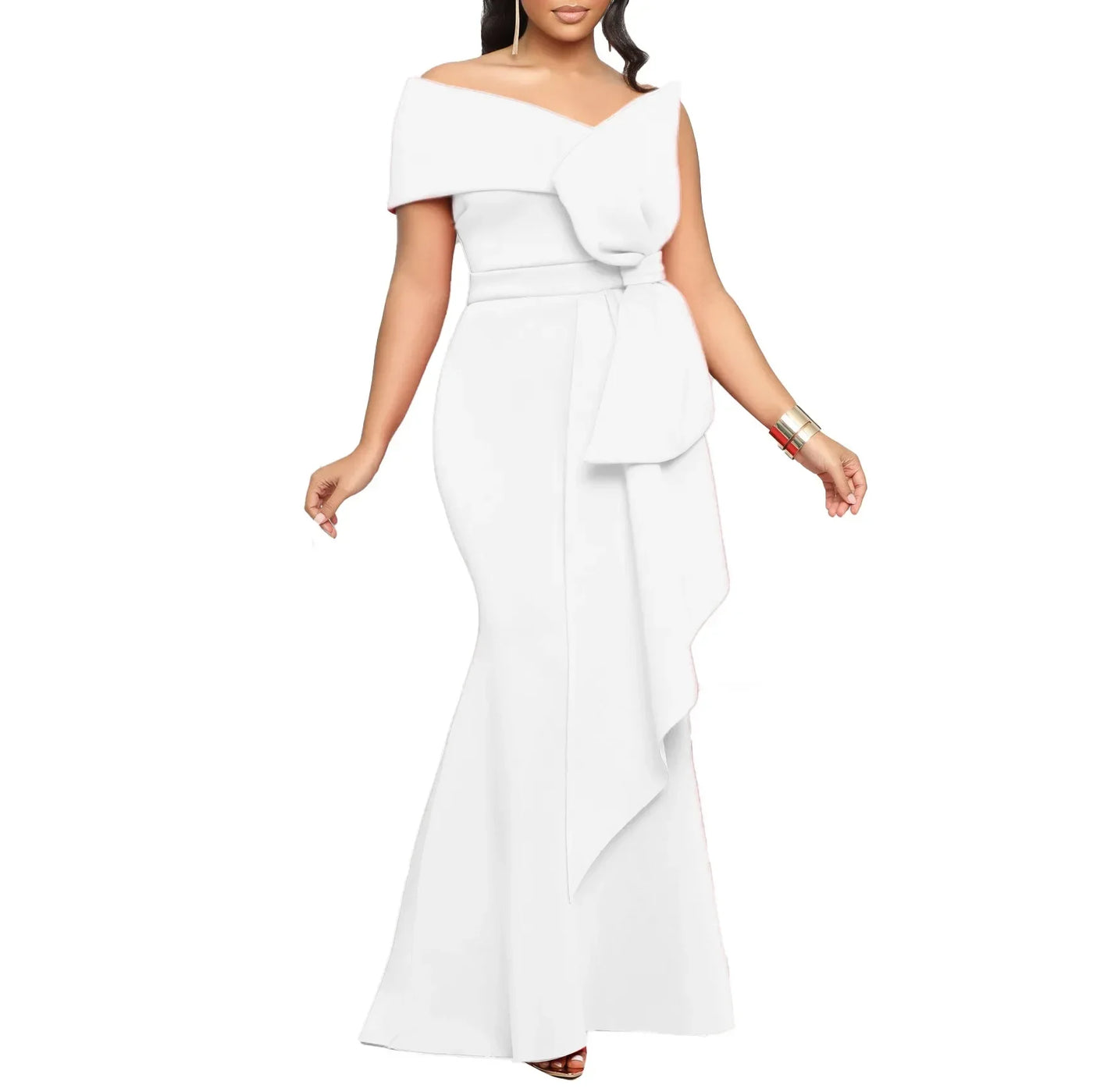 Elegant Dresses for Women 2024 New One Shoulder Ruffles Mermaid Floor Length Luxury Female Birthday Party Dinner Vestidos Mujer