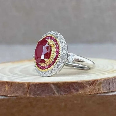 SACE GEMS Fashion 925 Sterling Silver 6*8mm Natual Ruby Luxury Rings for Women Created Wedding Engagement Party Fine Jewelry