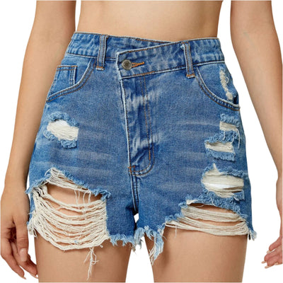 Denim shorts Pants For Women Fashion High Waist Slim Fit Distressed Denim Ripped Holes Shorts Ropa De Mujer Y2k Clothing 2000s