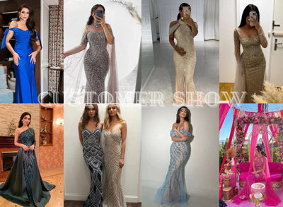 MYMB Luxury Mermaid Sheath Evening Gown for Women Wedding Party Dubai Sexy Spaghetti Straps Backless Beaded Prom Dress DSH16188