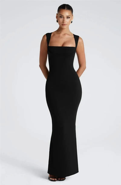 Royal Style Square Collar Sleeveless Sexy Maxi Dress For Women