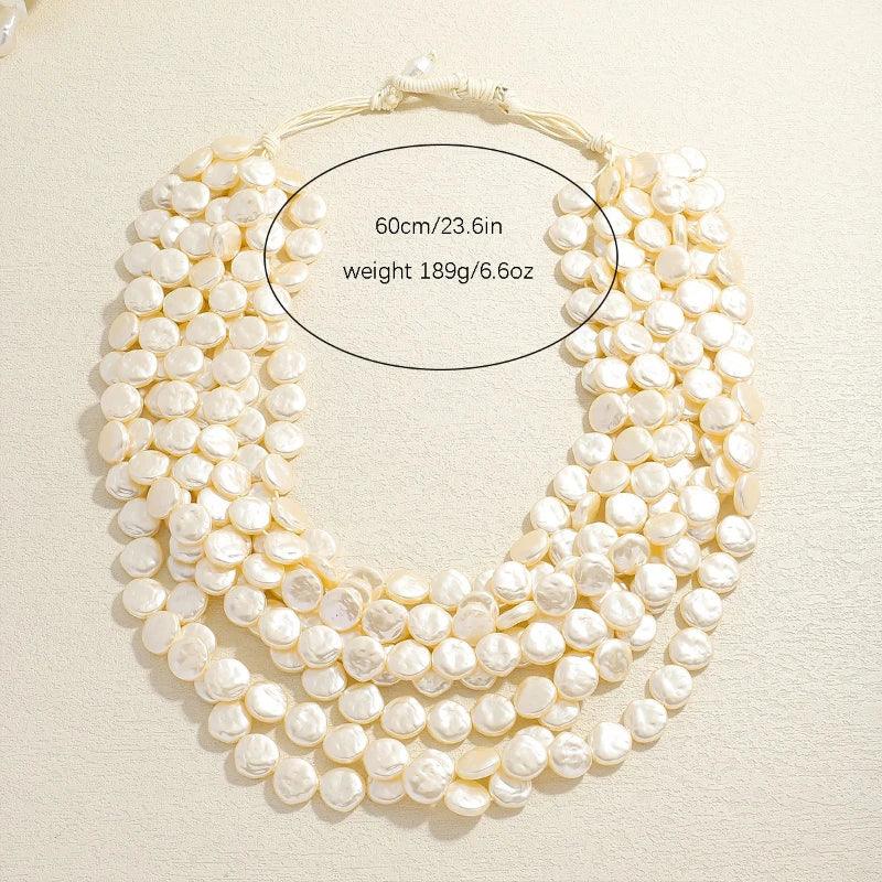Luxury Exaggerated Multi-layer Pearl Necklace Women Romantic Elegant Baroque Long Chain Jewelry Accessories Bride Wedding Party