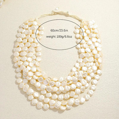 Luxury Exaggerated Multi-layer Pearl Necklace Women Romantic Elegant Baroque Long Chain Jewelry Accessories Bride Wedding Party