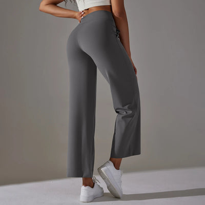 Wide Leg Pants With Pockets Women's Loose Yoga High Waist Legging Drawstring Outdoor Casual Jogging Gym Sports Flare Pants