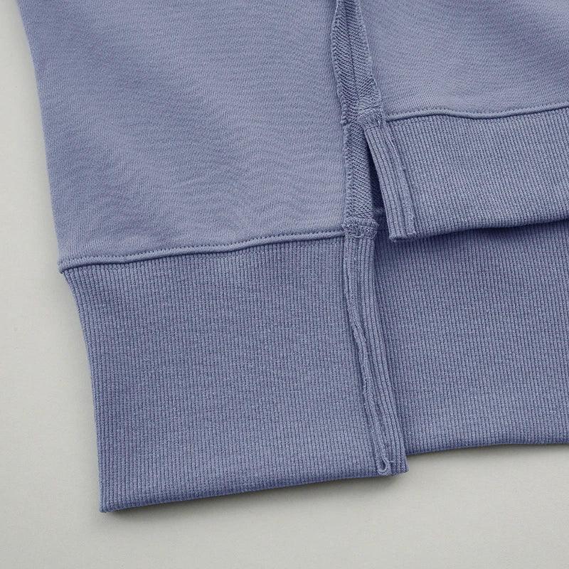 Oversized 100% Cotton Women Sweatshirts Long Sleeve Patchwork Open Side Streetwear Harajuku Pullovers Autumn Clothes For Women