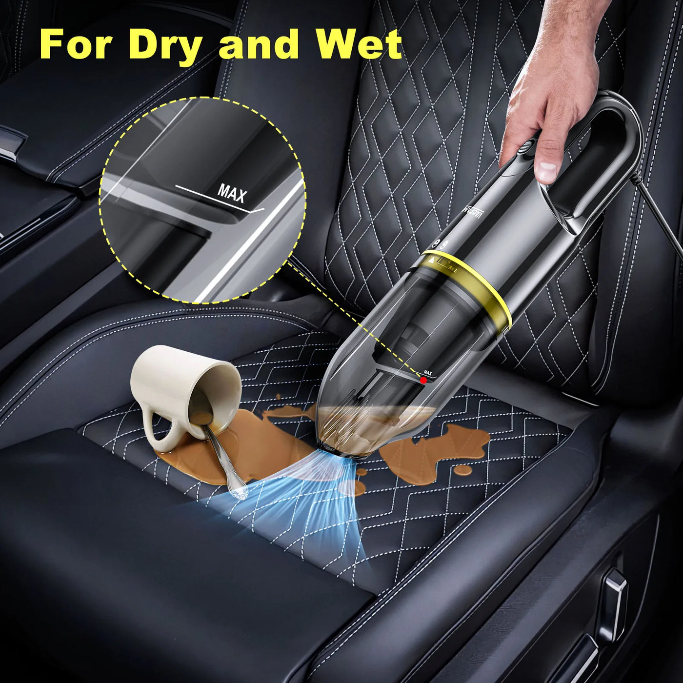 Portable Car Vacuum Cleaner with 8KPa Powerful Suction 16.4FT Cord 12V DC Power for Car RV Boat Trunk Interior Car Accessories