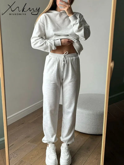 Cotton Sweatpants Sets For Women 2 Pieces Outfit Autumn Loose Hoodies And Pants Sets Sports Suits Women Tracksuits Set Ladies