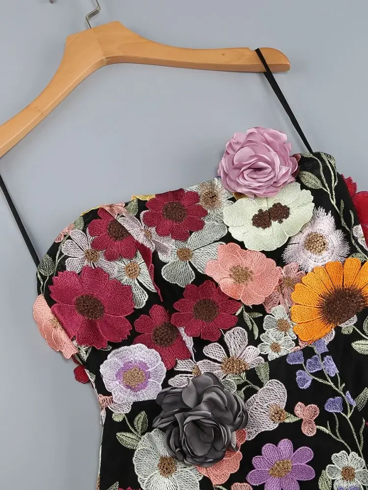 Luxury Dresses Women 2025 Summer Prom Gown New Bodycon Mini Party Dress Retro Embroidered Flower Evening Gowns Brithday Outfits