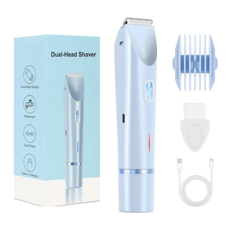 Electric Razors for Women 2in1 Bikini Trimmer Facial Mustache Shavers for Ladies Body Underarms Legs Portable Painless Epilator