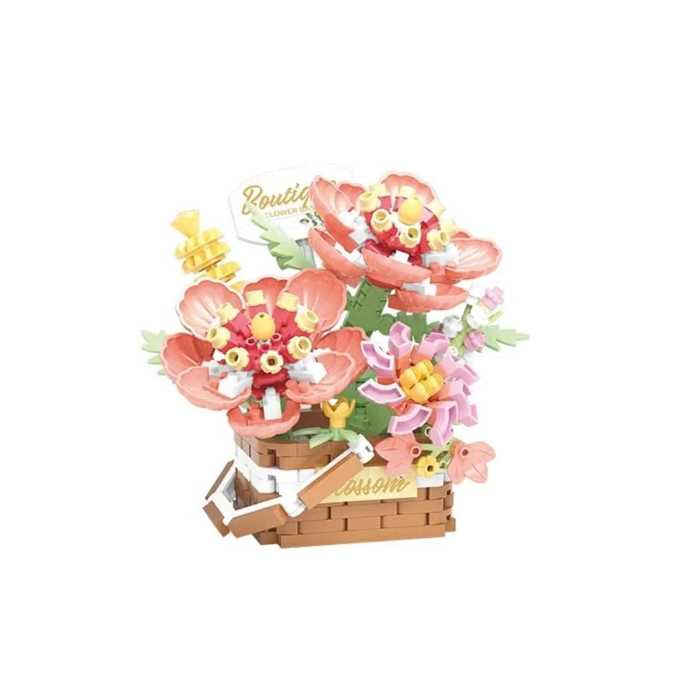 Garden Romantic Bricks DIY Potted Plants Model Bag Eternal Basket Bonsai Flower Succulents Building Blocks