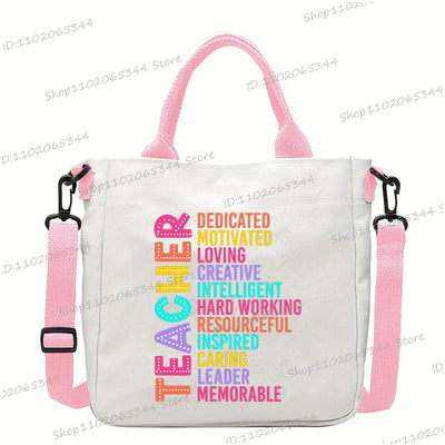 New Designer School Handbag Funny Back To School Print Crossbody Bag for Girls Boys Fashion Teacher Gifts Canvas Shoulder Bags