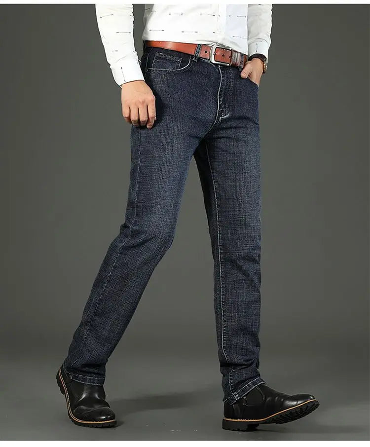 Classic Business Casual Jeans Men 2025 New Fashion Retro Slim Stretch Denim Trousers Male High Quality Luxury Pants Men Clothing