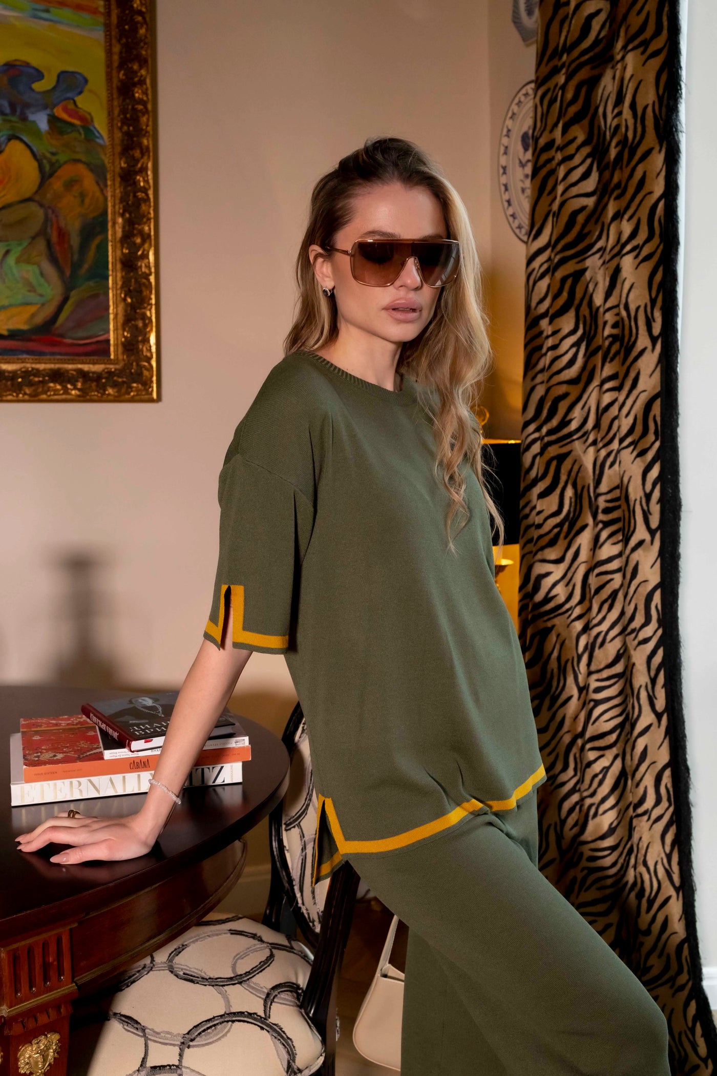 2 Piece Pajama Sets Women Loungewear Knit Summer Two Piece Set Women Casual Slit Short Sleeve Knitted Two Piece Sets Women 2024