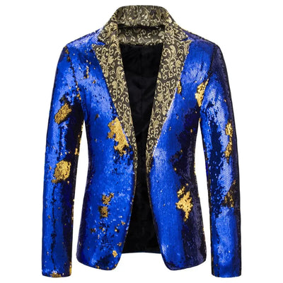 Men's Suit Shiny two-tone sequin shawl Collar suit Men's Wedding Groom Singer Dance Sequin Suit Jacket DJ Club Stage Men's suit