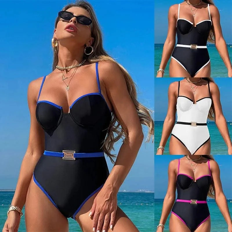 Tight Swimsuit for Women with a Sense of Luxury, Conservative Huludao One-piece Swimsuit, Ins Style, Concealing Flesh and