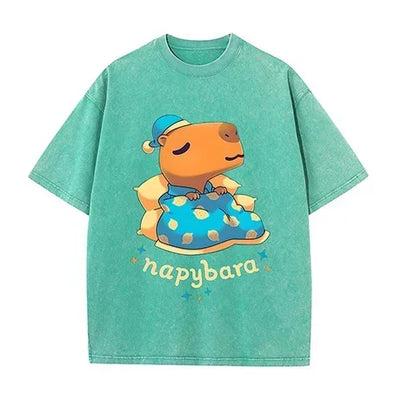 Printed T-shirt for Men and Women 2025 100% Cotton Soft Loose Casual Short Sleeved Animal Pattern T-shirt Cute Animal Fun Top