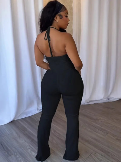 Women Jumpsuits For Summer Autumn Sleeveless Solid Color Bandage Loose Fashion Streetwear Overalls Wide Leg Pants Trousers 2025