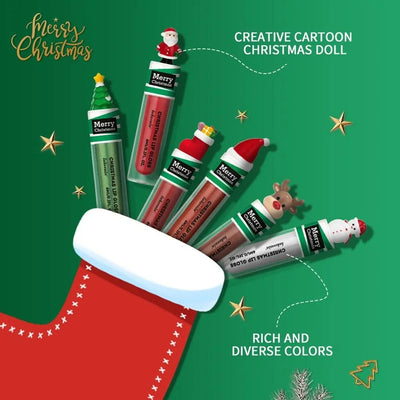 Christmas Colorful  Long-Lasting Water Resistant Lipsticks Lip Gloss Set Woman Makeups