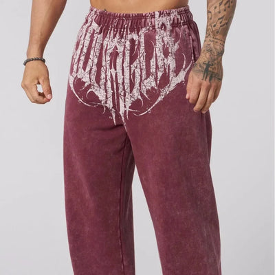 Men's straight legs wide pants fitness training casual sports outdoor running trousers fashion American style brand sports pants