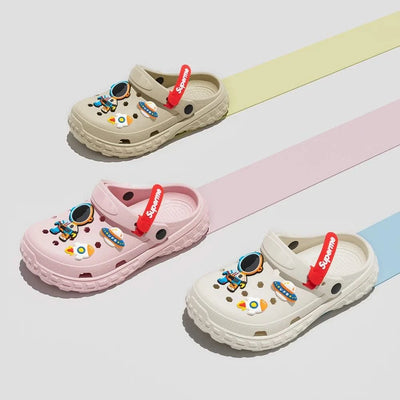 BASATU Cute Clogs Sandals DIY Cartoon Shoes Mules Clogs Boys Girls Sandals Non-slip Beach Slippers Summer Sandals Garden Shoes
