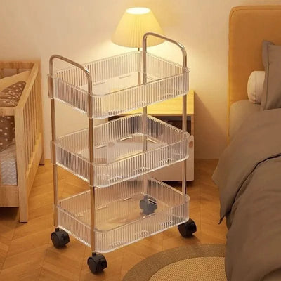 Acrylic Trolley Multilayer Transparent Storage Rack Living Room Snack Storages Shelf Bathroom Mobile Shelf with Wheel Home Items