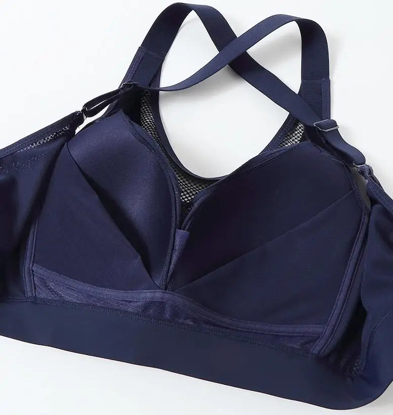 Breathable Women's High Impact Wireless Sports Bra Full Coverage Active Racer-back Workout Underwear Sportswear 36 38 40 C D E F