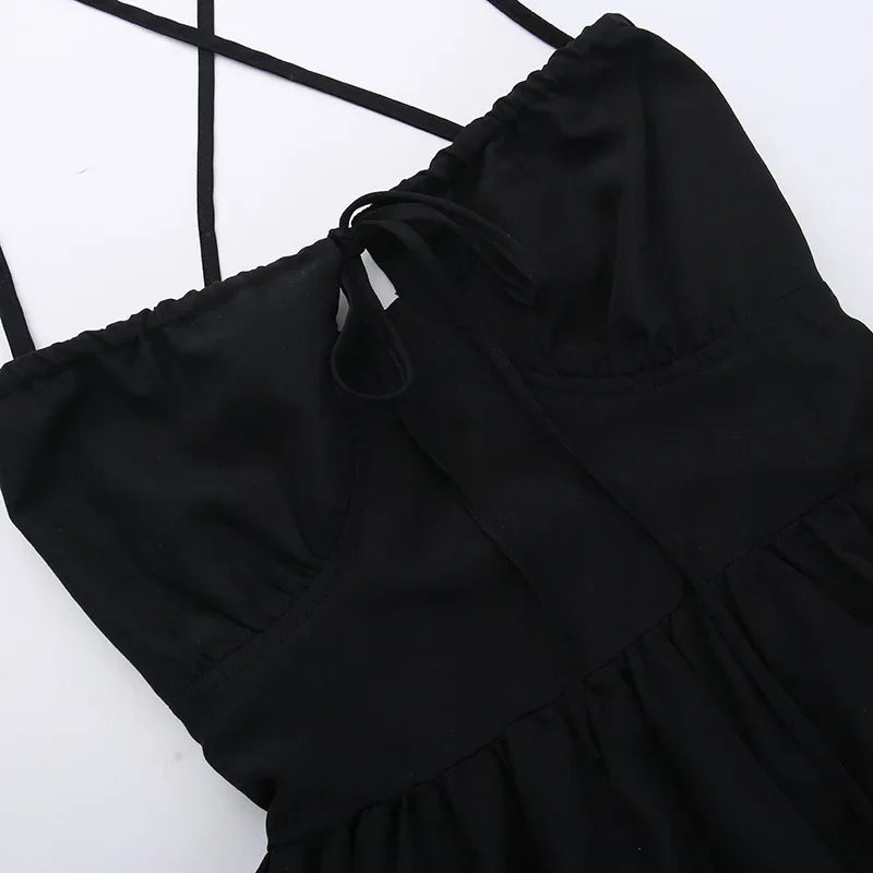 BOOFEENAA Halter Backless Maxi Long Dress Sexy Vacation Outfits White Black Summer Dresses for Women Clothes 2024 C66-CH28