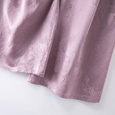 2025 Women's Fashion Spring New 100% Natural Mulberry Silk GuanLe Satin Fragrant Taro Purple High Waist Casual Wide Leg Pants