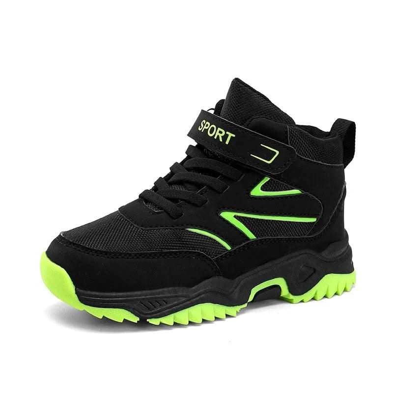 New Boys' Sports Shoes Non-slip School Children's Leather Breathable Running Black Fashion Hiking Shoes Sneaker Size 29-40
