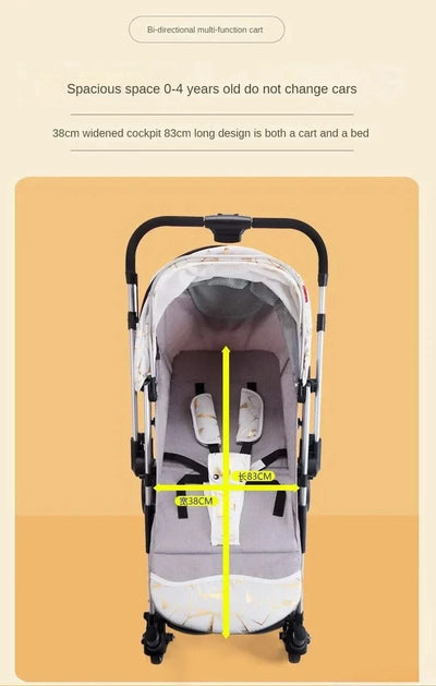 Two-way Lightweight High-view Baby Stroller Can Sit or Lie Down Portable Travel Baby Stroller Four-wheel Baby Stroller