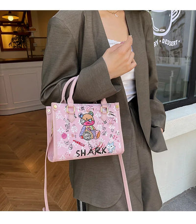 2025 Designer-Inspired Doodle Handbag - Women's Elegant Shoulder Tote, Spacious Summer Crossbody Purse with Top Handle