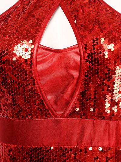 Women's Sequin Dance Dress Latin American Dance Costume Body Sleeveless Classical Samba Rumba Dresses Jazz Ballerina Dancewear